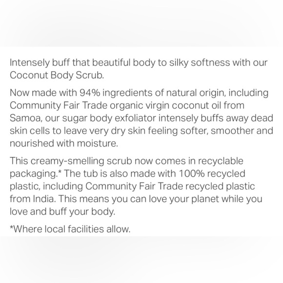 The Body Shop Coconut Sugar Body Scrub 🥥🚿 NEW Full Size - Picture 2 of 4